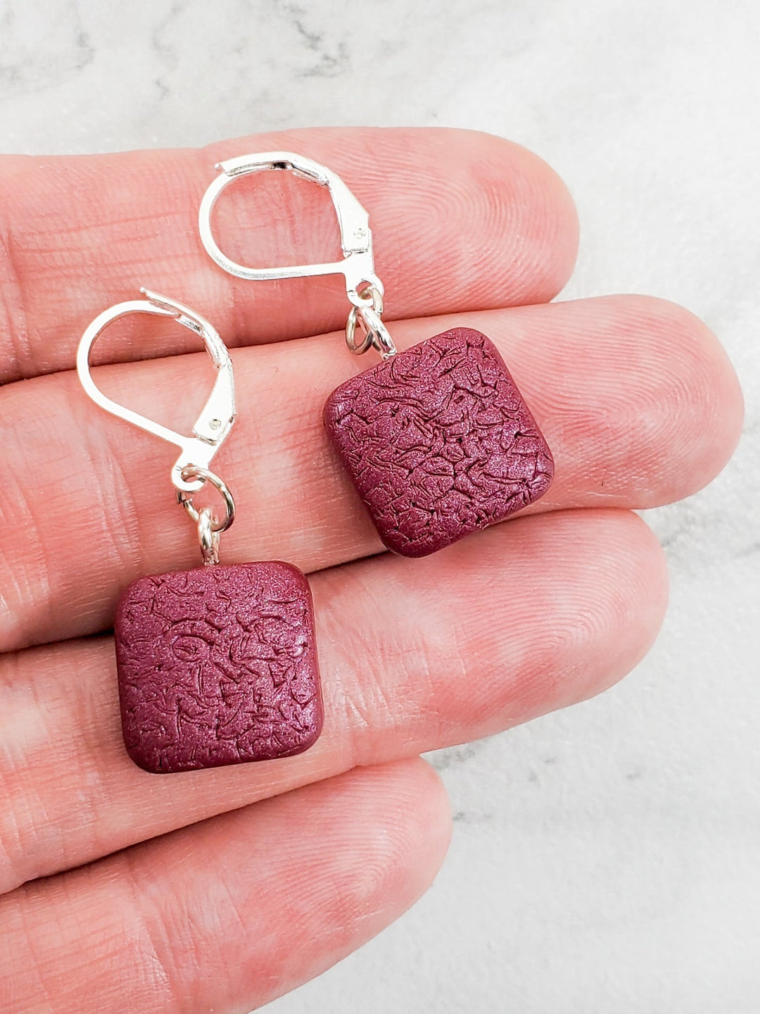 Simple Square Dangle Earring - Viva Magenta-Earrings-PME06 Viva Magenta-Viva Magenta-Tiry Originals, LLC