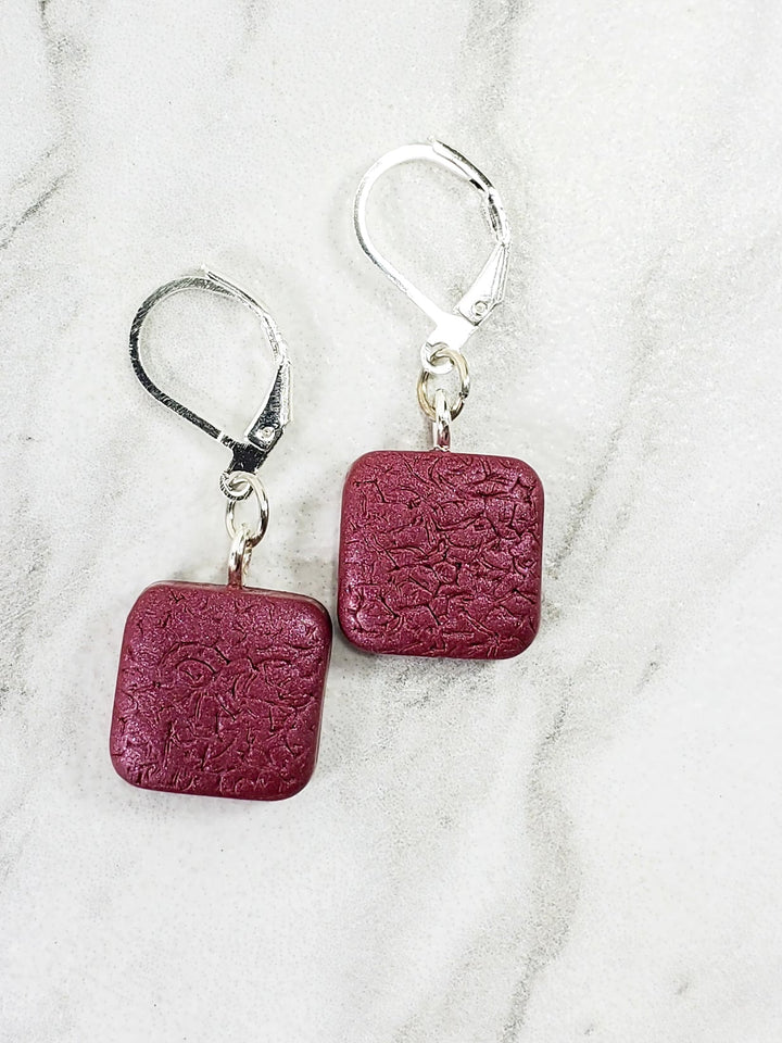 Simple Square Dangle Earring - Viva Magenta-Earrings-PME06 Viva Magenta-Viva Magenta-Tiry Originals, LLC