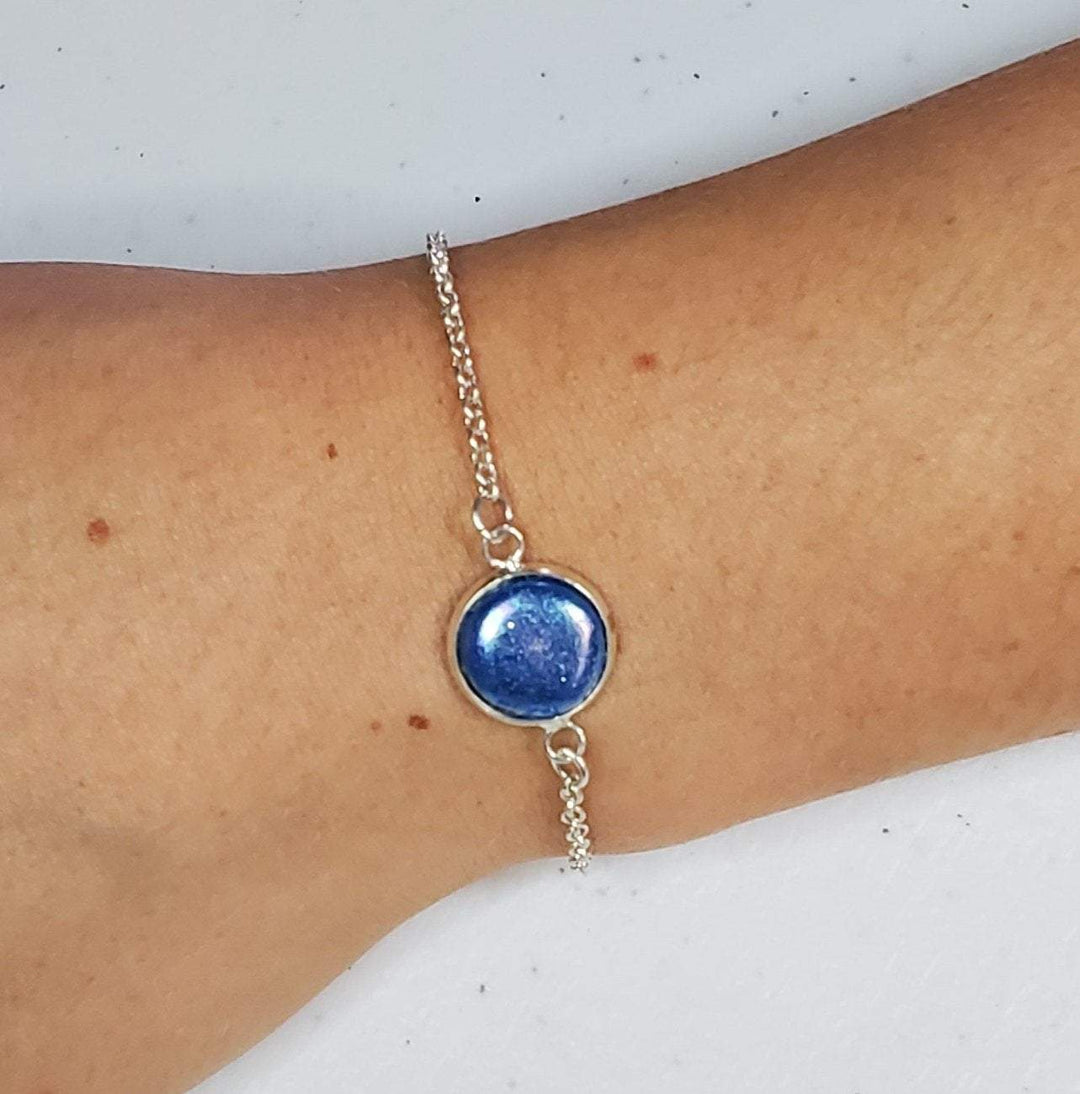 Single Charm Link Bracelet - Focal Charm Link Bracelet - Various Colors Inlay Bracelet - Marble bracelet-Sale-PMB02 blue-Blue-Tiry Originals, LLC