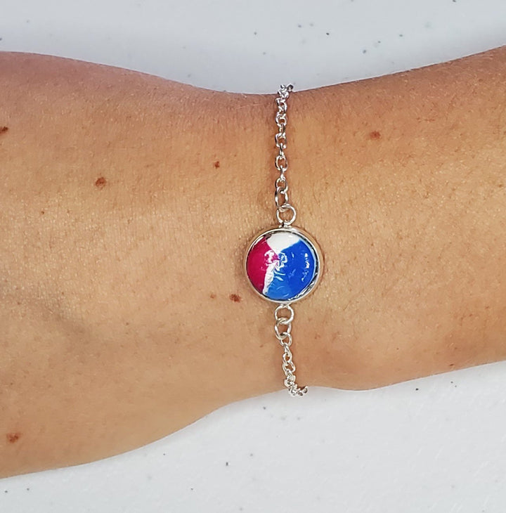 Single Charm Link Bracelet - Focal Charm Link Bracelet - Various Colors Inlay Bracelet - Marble bracelet-Sale-Tiry Originals, LLC