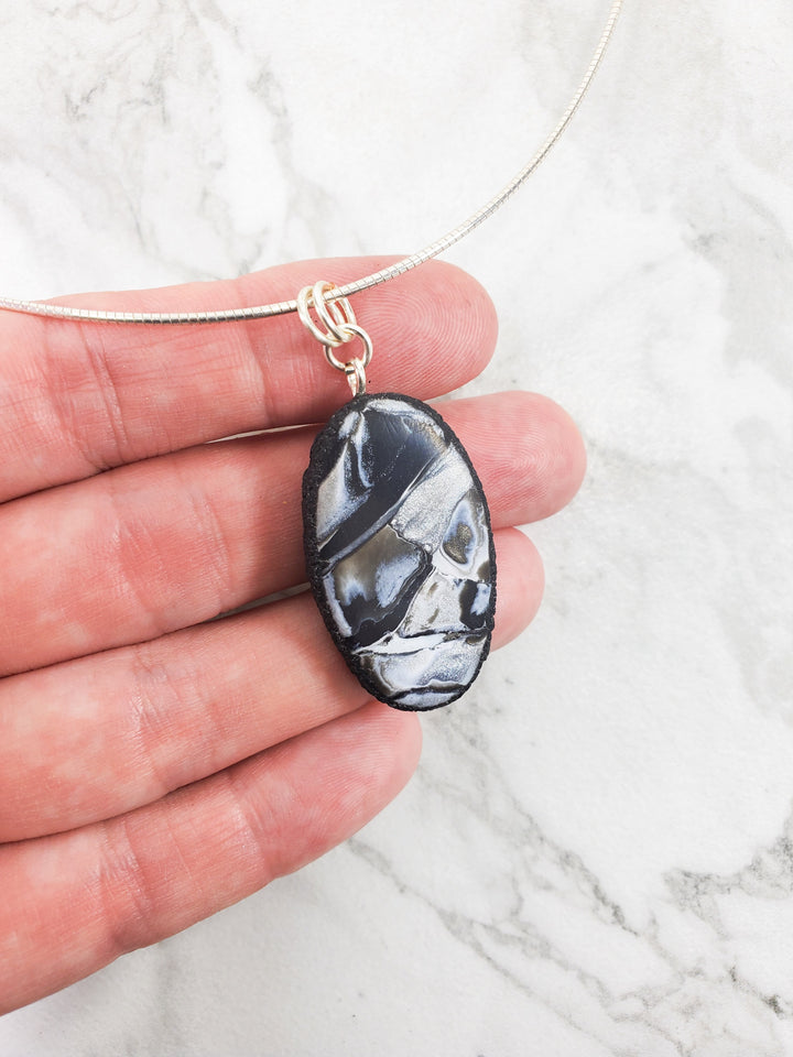 Small Oval Pendant - Calacatta-Pendants-Tiry Originals, LLC