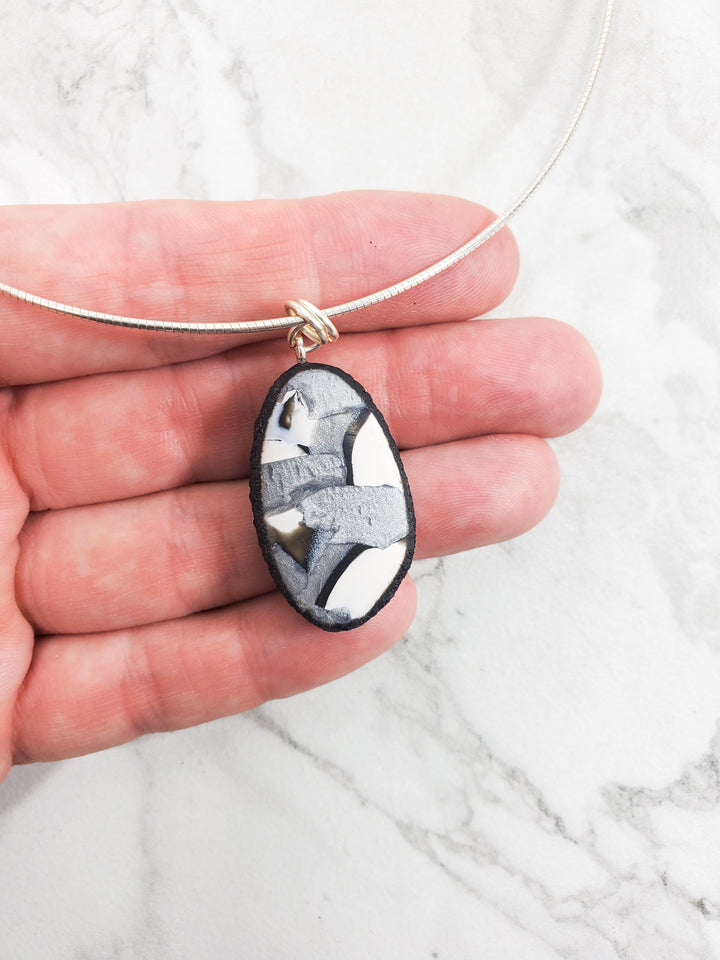 Small Oval Pendant - Calacatta-Pendants-Tiry Originals, LLC