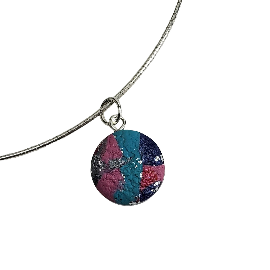 Small Round Pendant - Marbled - Very Peri-Pendants-Tiry Originals, LLC