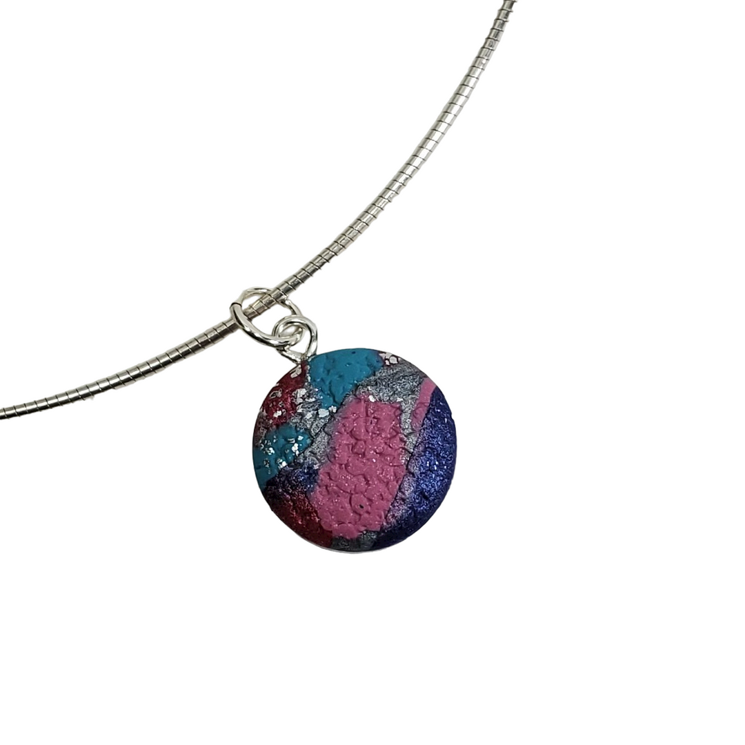 Small Round Pendant - Marbled - Very Peri-Pendants-Tiry Originals, LLC