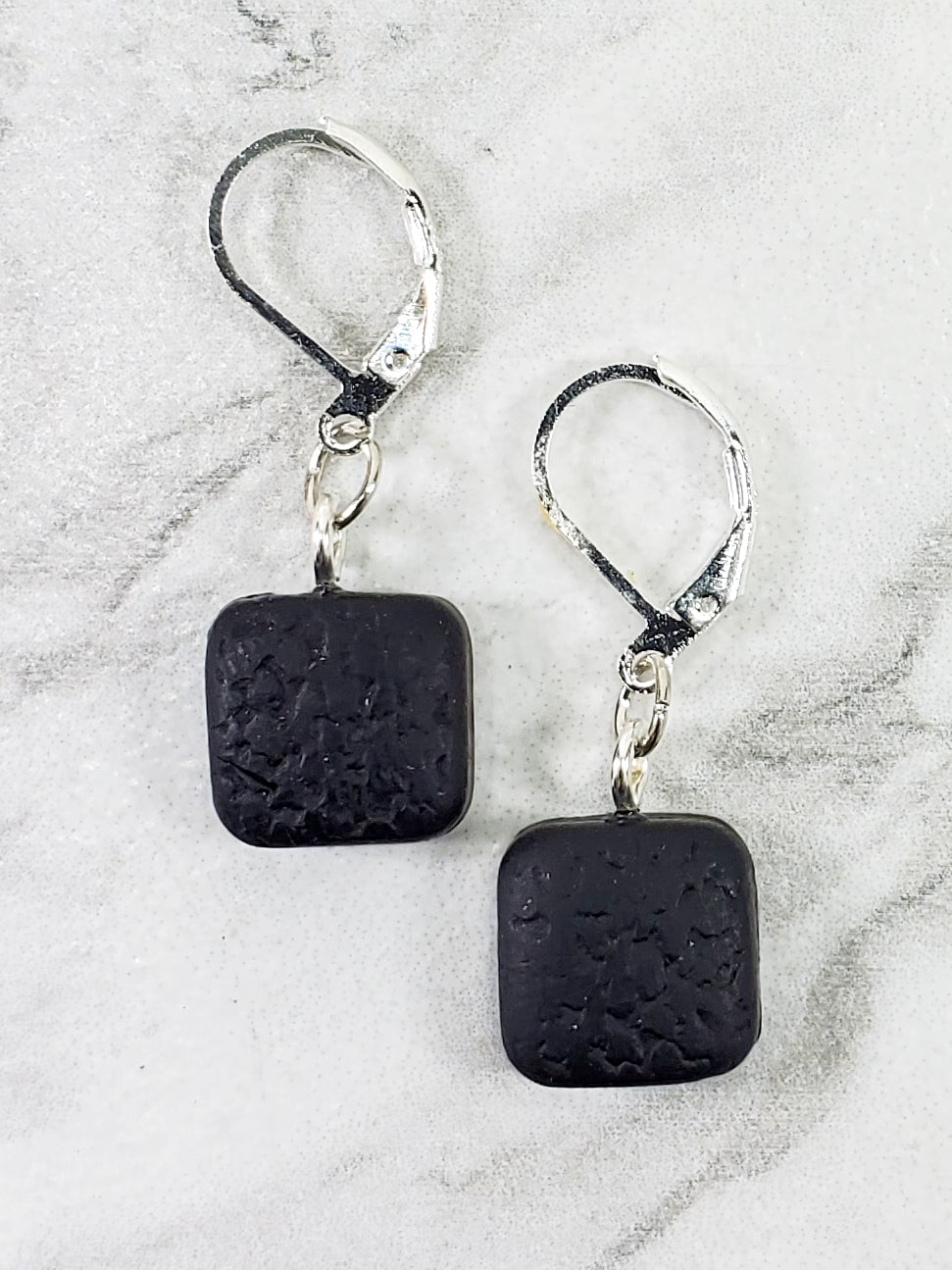 Small Square Dangle Earring - Black-Earrings-PME07 Black-Black-Tiry Originals, LLC