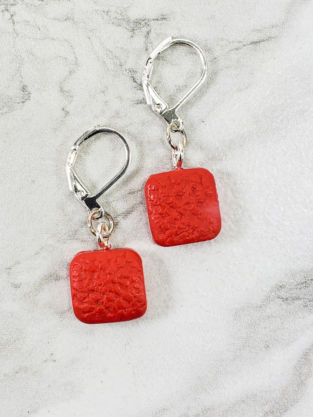 Small Square Dangle Earring - Scarlett Red-Earrings-PME07 red-Red-Tiry Originals, LLC