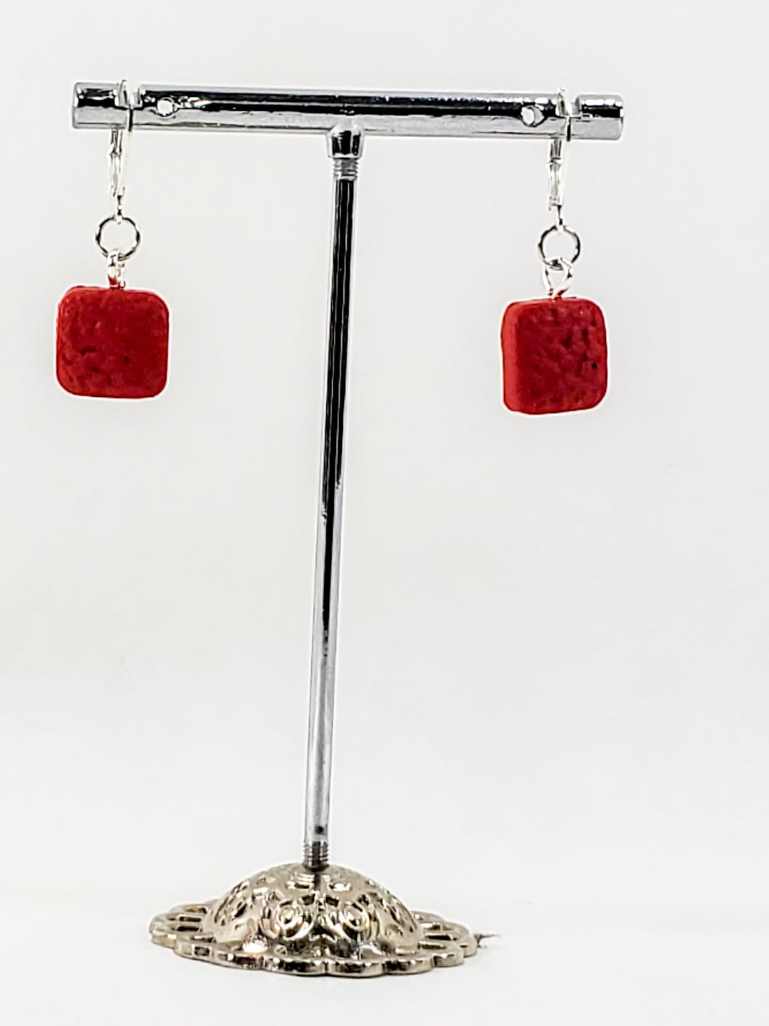 Small Square Dangle Earring - Scarlett Red-Earrings-Tiry Originals, LLC