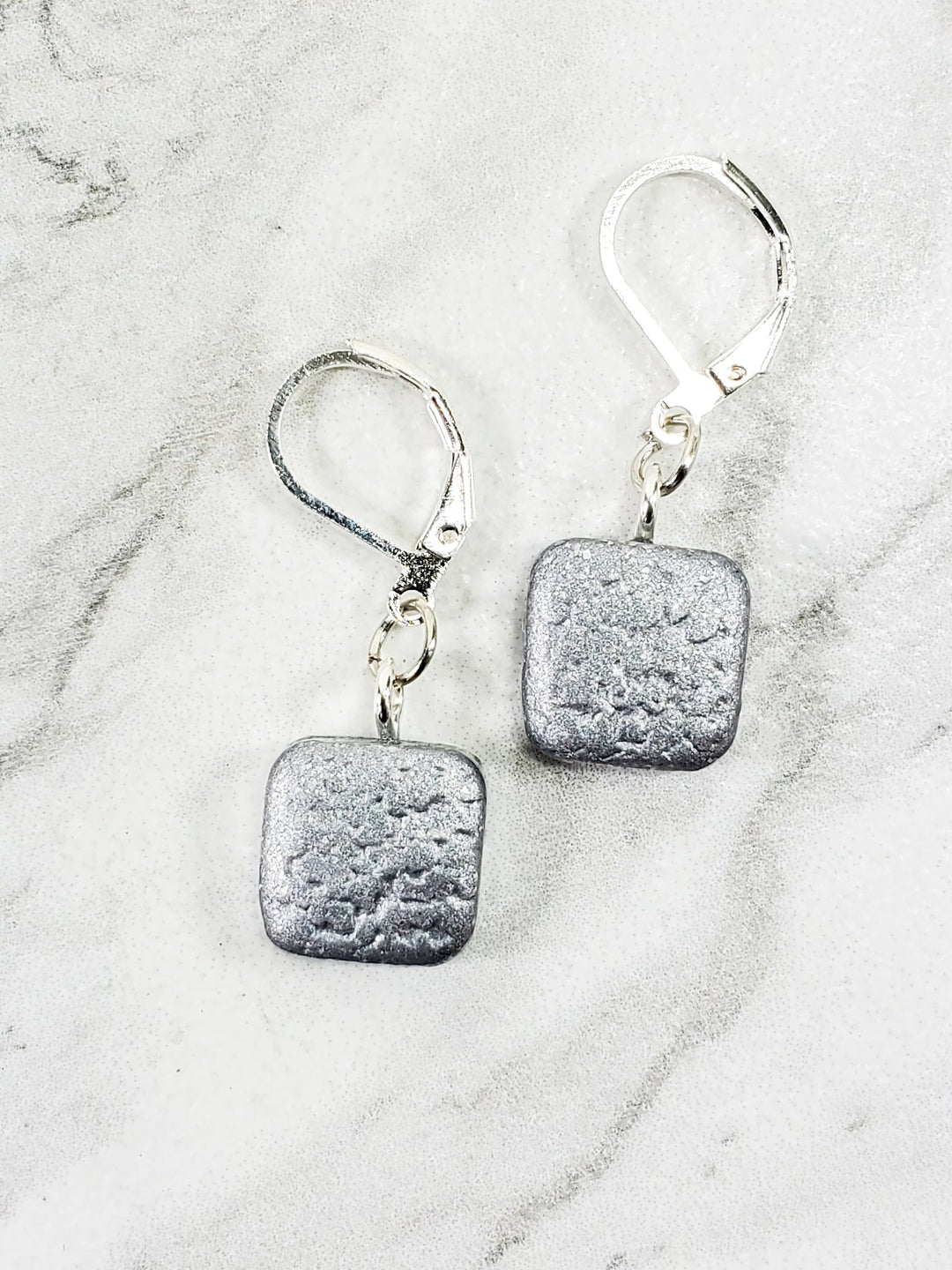 Small Square Dangle Earring - Silver-Earrings-PME07 Silver-Silver-Tiry Originals, LLC