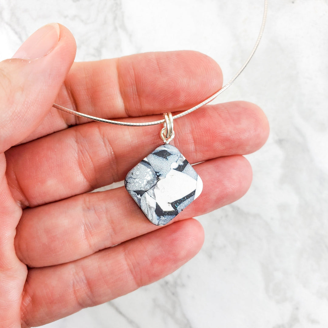 Small Square/Diamond Pendant - Calacatta-Pendants-Tiry Originals, LLC