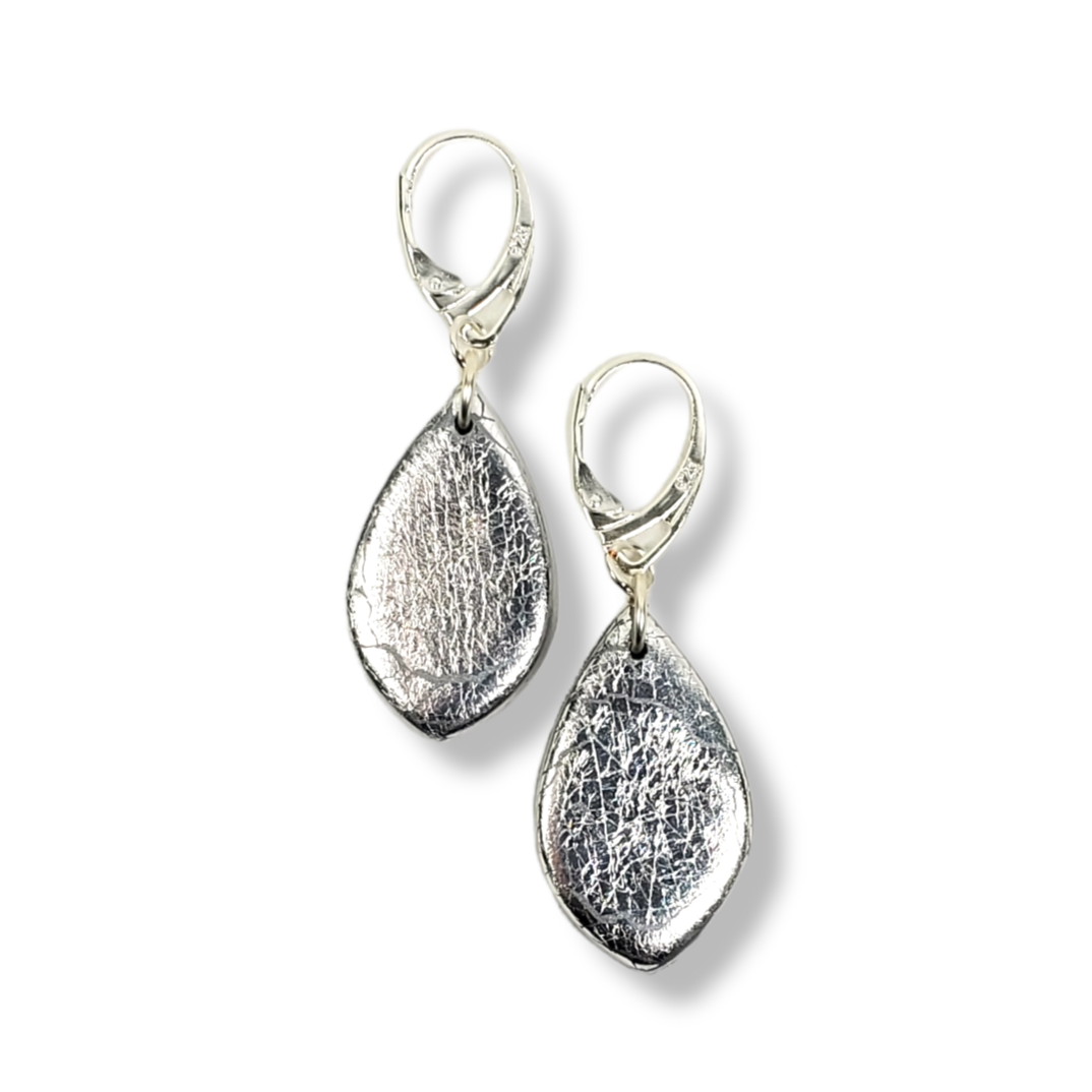 Small Tear Drop Dangle Earring - Chrome-Earrings-PME93 #1 Chrome-Option #1-Tiry Originals, LLC