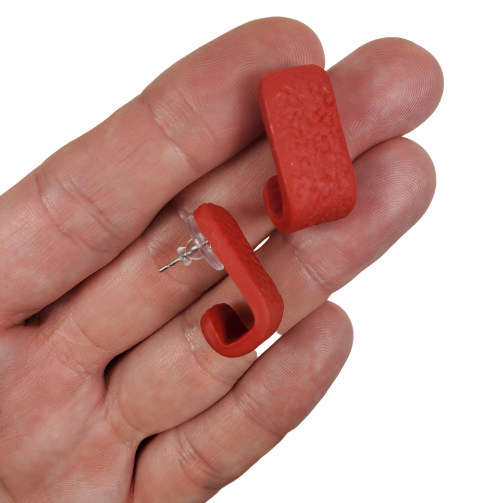 Solid Color Huggie Earring - Red Large Size for Statement Style-Earrings-Tiry Originals, LLC