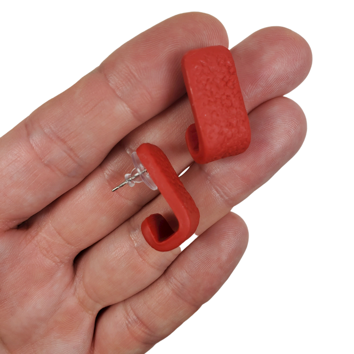 Solid Color Huggie Earring - Red Large Size for Statement Style-Earrings-Tiry Originals, LLC