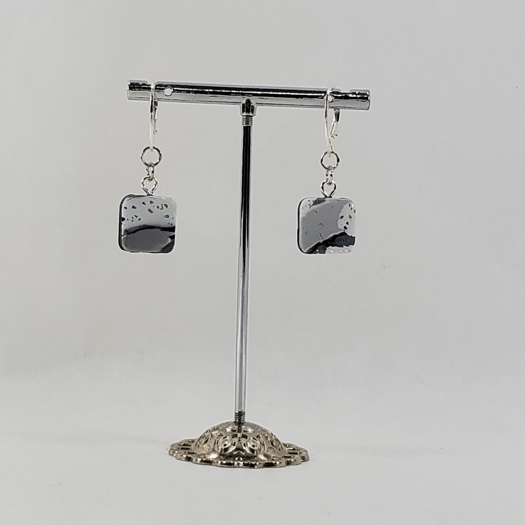 Square Dangle Earring - Calacatta-Earrings-Tiry Originals, LLC