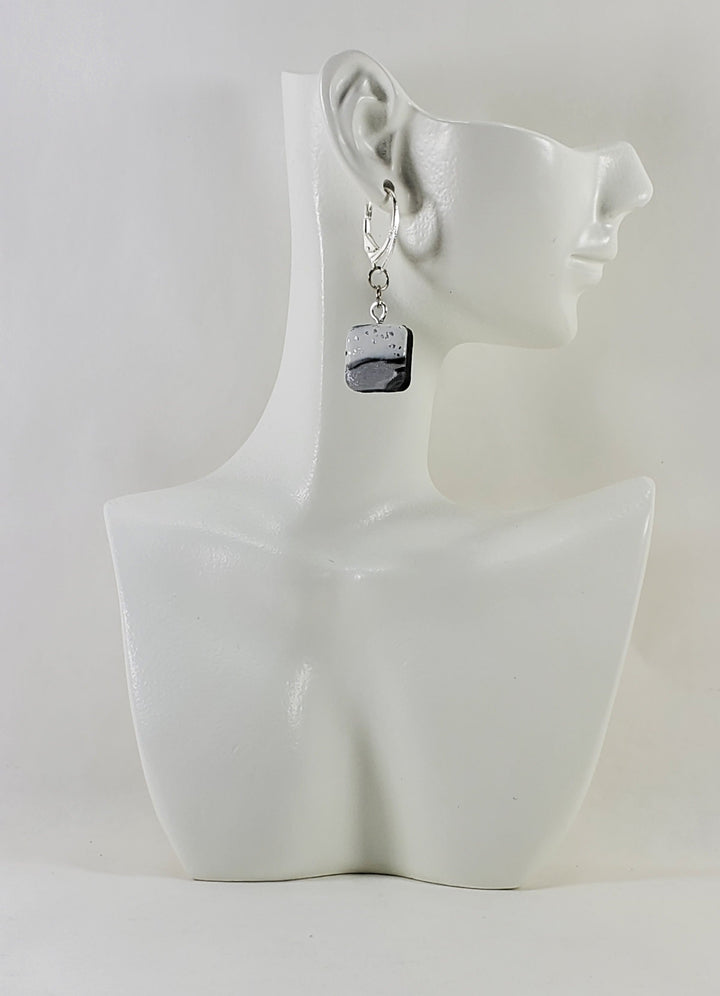 Square Dangle Earring - Calacatta-Earrings--Tiry Originals, LLC