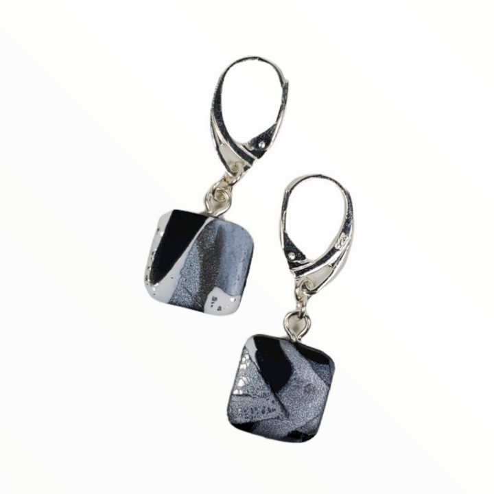 Square Dangle Earring - Calacatta-Earrings--Tiry Originals, LLC