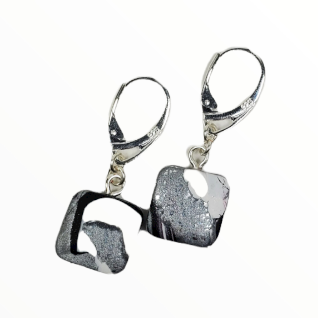 Square Dangle Earring - Calacatta-Earrings--Tiry Originals, LLC
