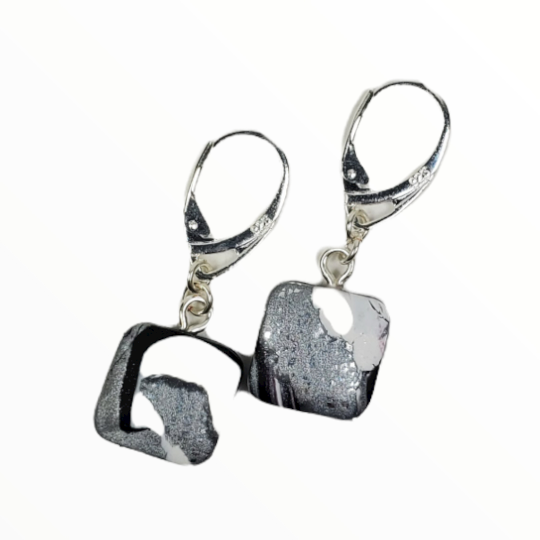 Square Dangle Earring - Calacatta-Earrings-Tiry Originals, LLC