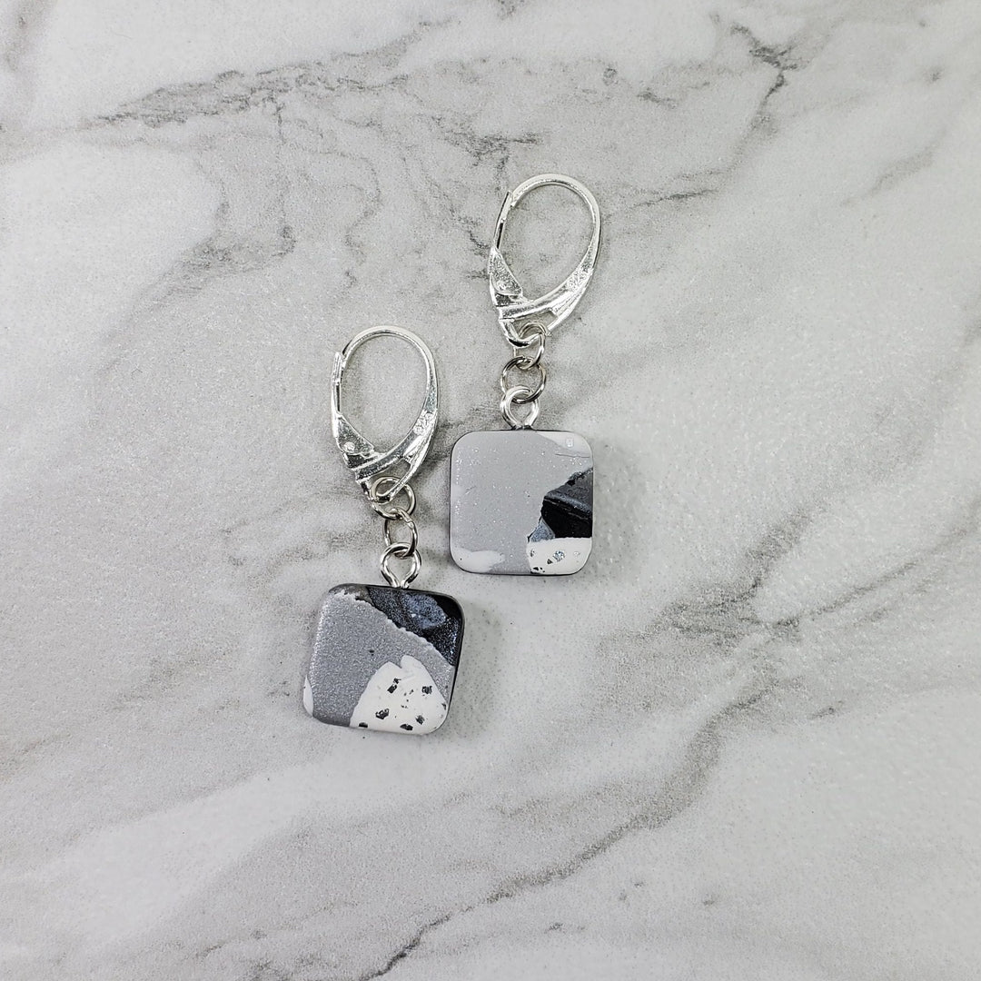 Square Dangle Earring - Calacatta-Earrings--Tiry Originals, LLC