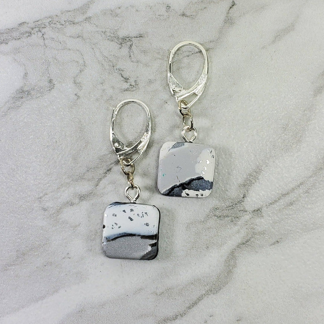 Square Dangle Earring - Calacatta-Earrings-Tiry Originals, LLC