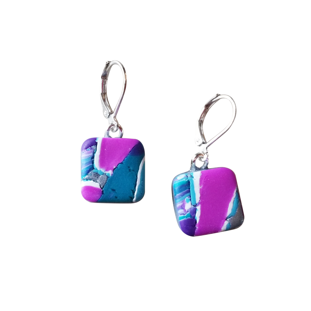 Square Dangle Earring - Hope-Earrings-PME06 Hope1rbw-Option #1-Tiry Originals, LLC