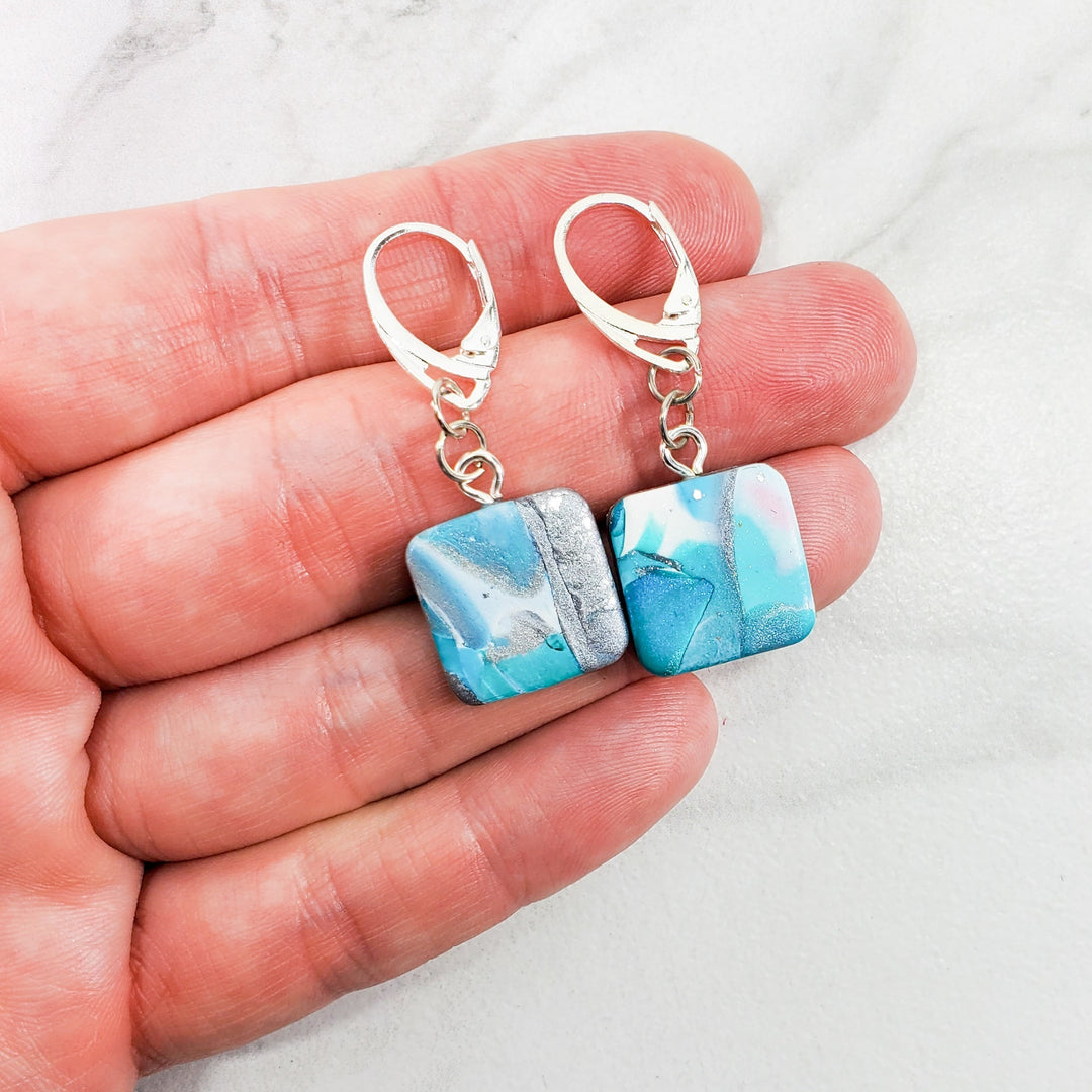 Square Dangle Earring - Large - Turquoise Water-Earrings-PME09 1sqturq-Option #1-Tiry Originals, LLC