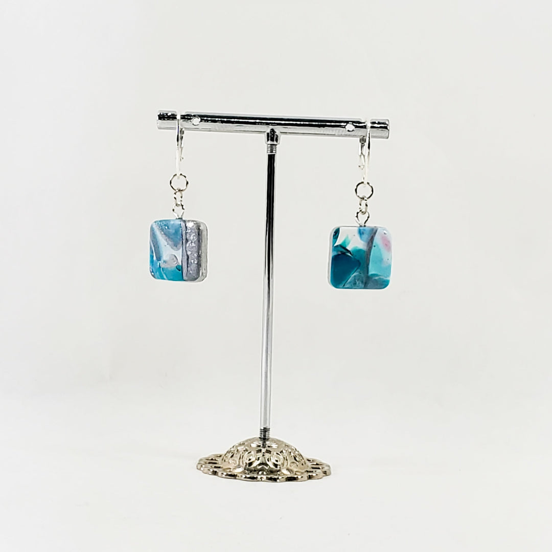 Square Dangle Earring - Large - Turquoise Water-Earrings-PME09 1sqturq-Option #1-Tiry Originals, LLC