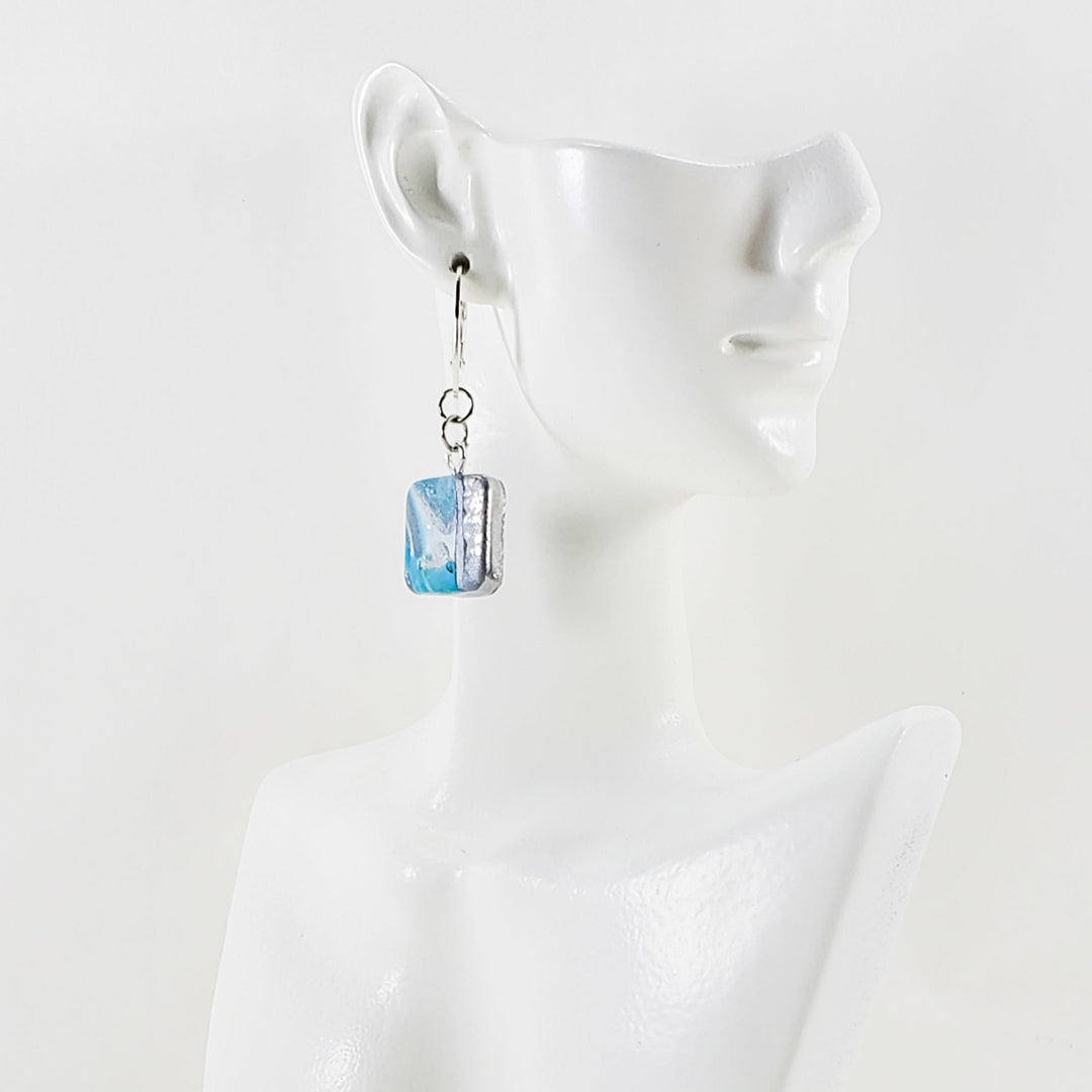 Square Dangle Earring - Large - Turquoise Water-Earrings-PME09 1sqturq-Option #1-Tiry Originals, LLC