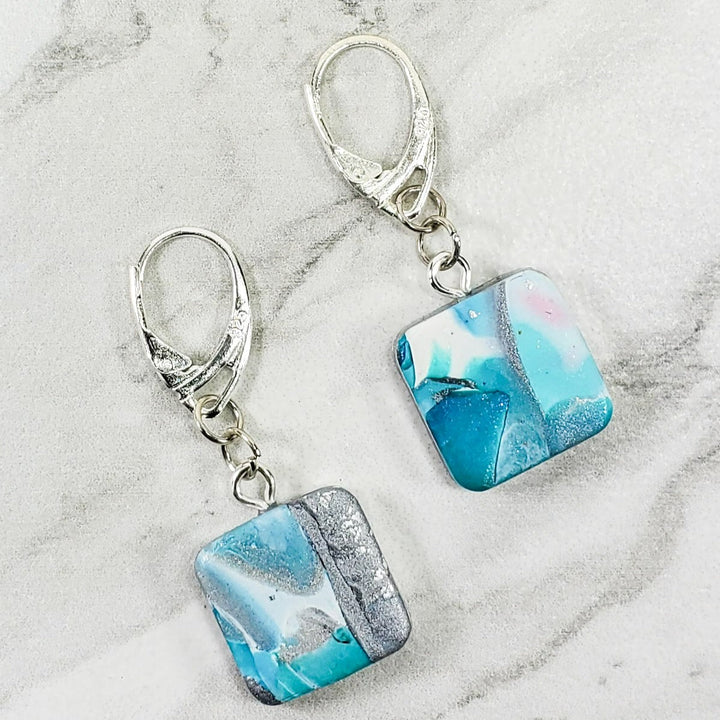 Square Dangle Earring - Large - Turquoise Water-Earrings-PME09 1sqturq-Option #1-Tiry Originals, LLC