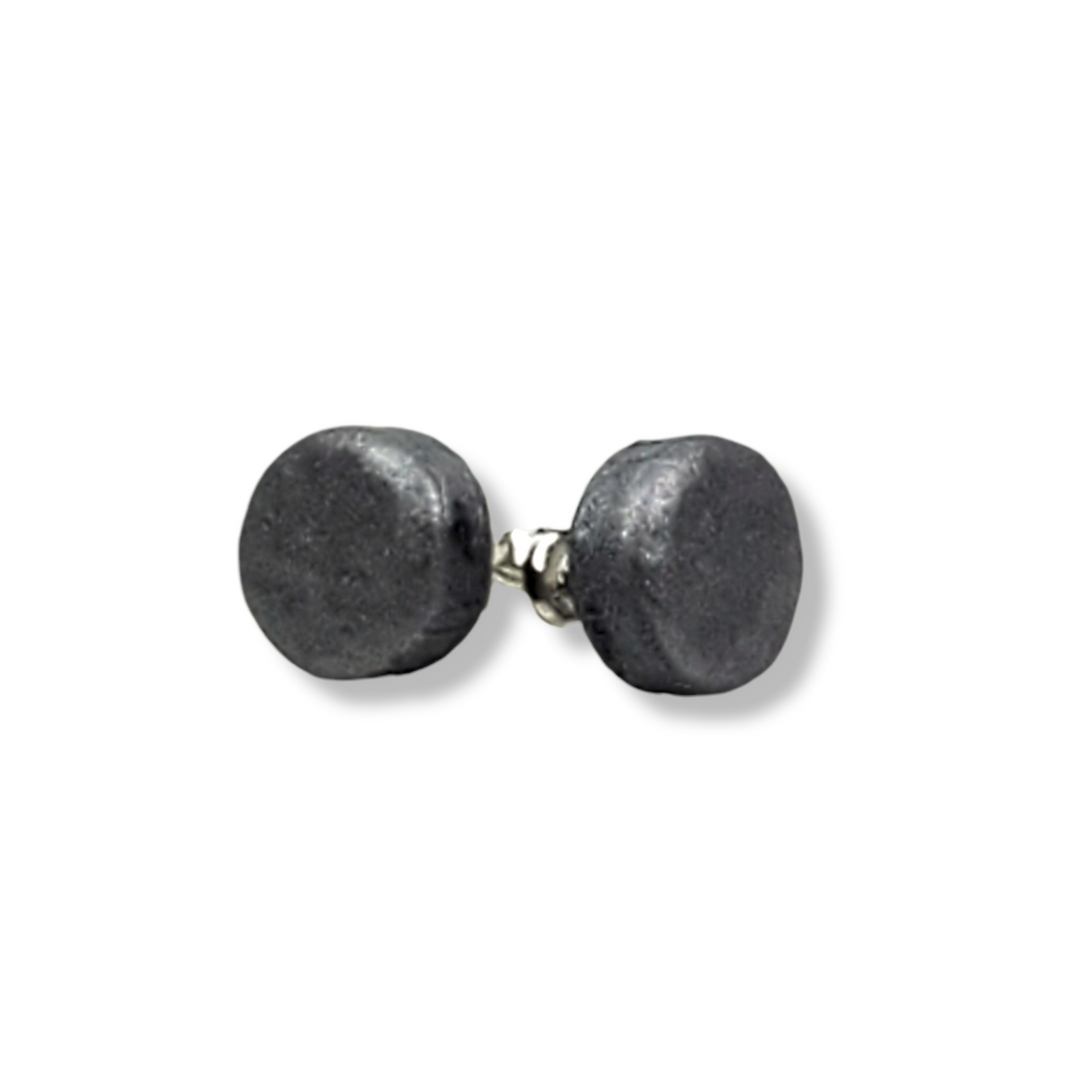 Stud Post Earrings - Hammered Matte Silver - Chrome-Earrings--Tiry Originals, LLC