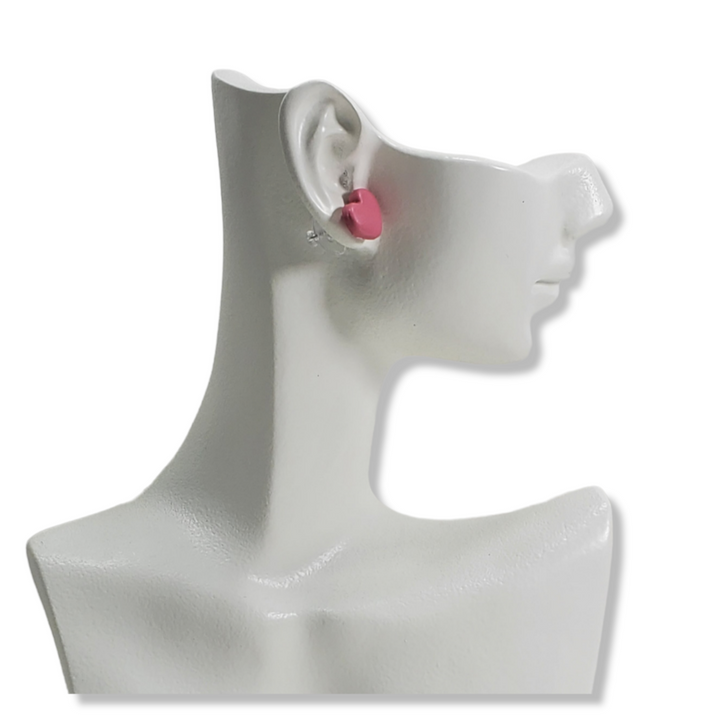 Stylish Pink Heart Stud Earrings - Perfect for Any Occasion-Earrings-PME42 Red-Matte Pink-Tiry Originals, LLC