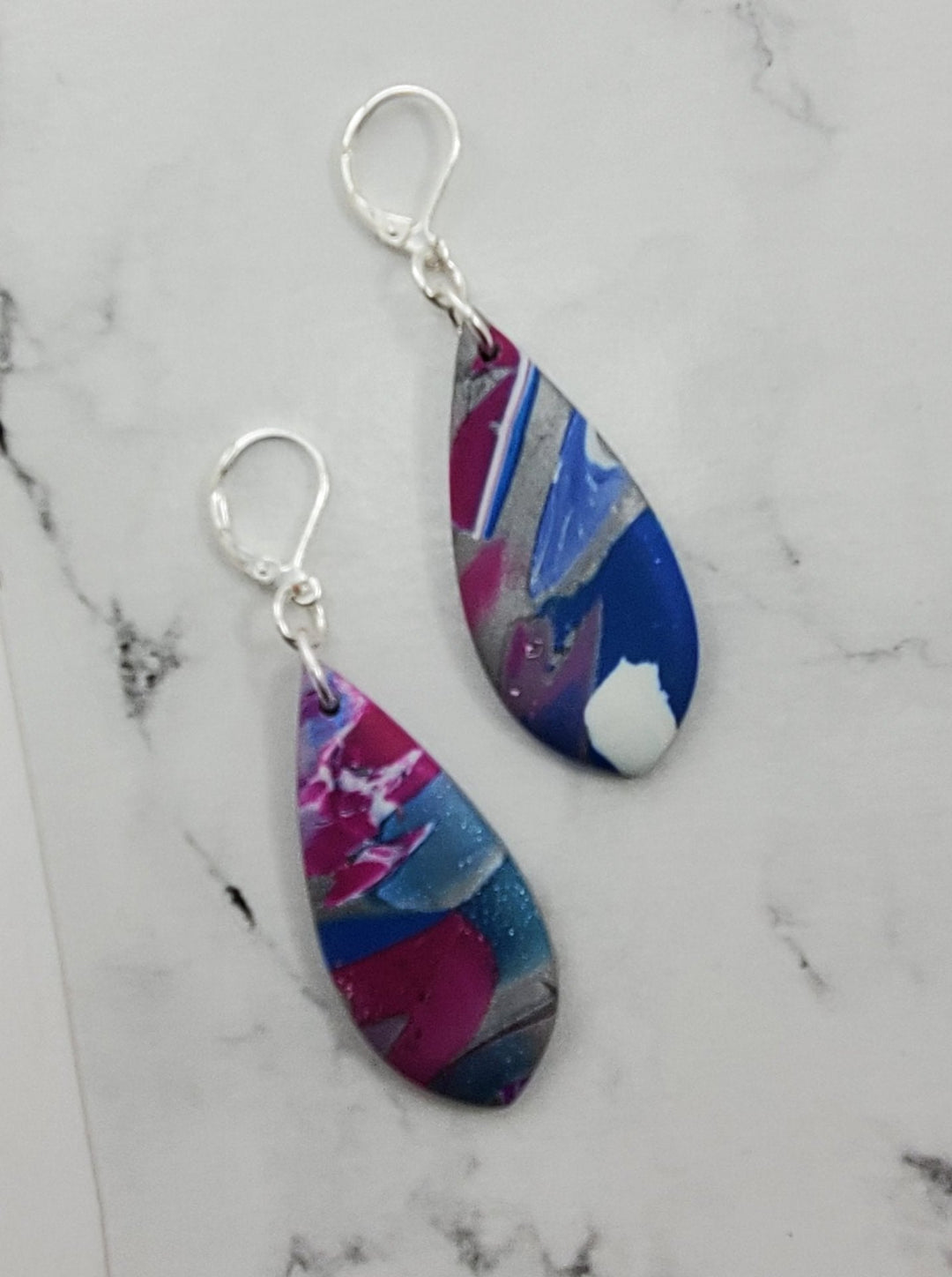 Tear Drop Dangle Earring - Blue-Earrings--Tiry Originals, LLC