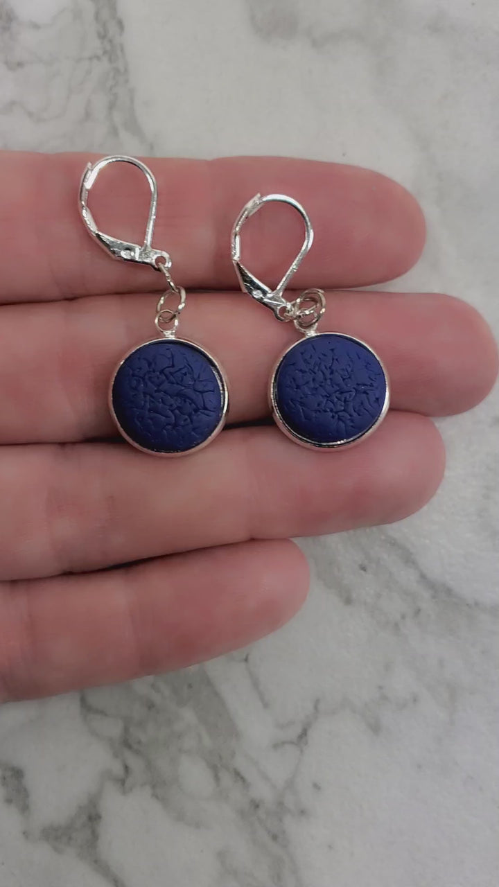 Round Bezel Dangle Earring - Solid Colors