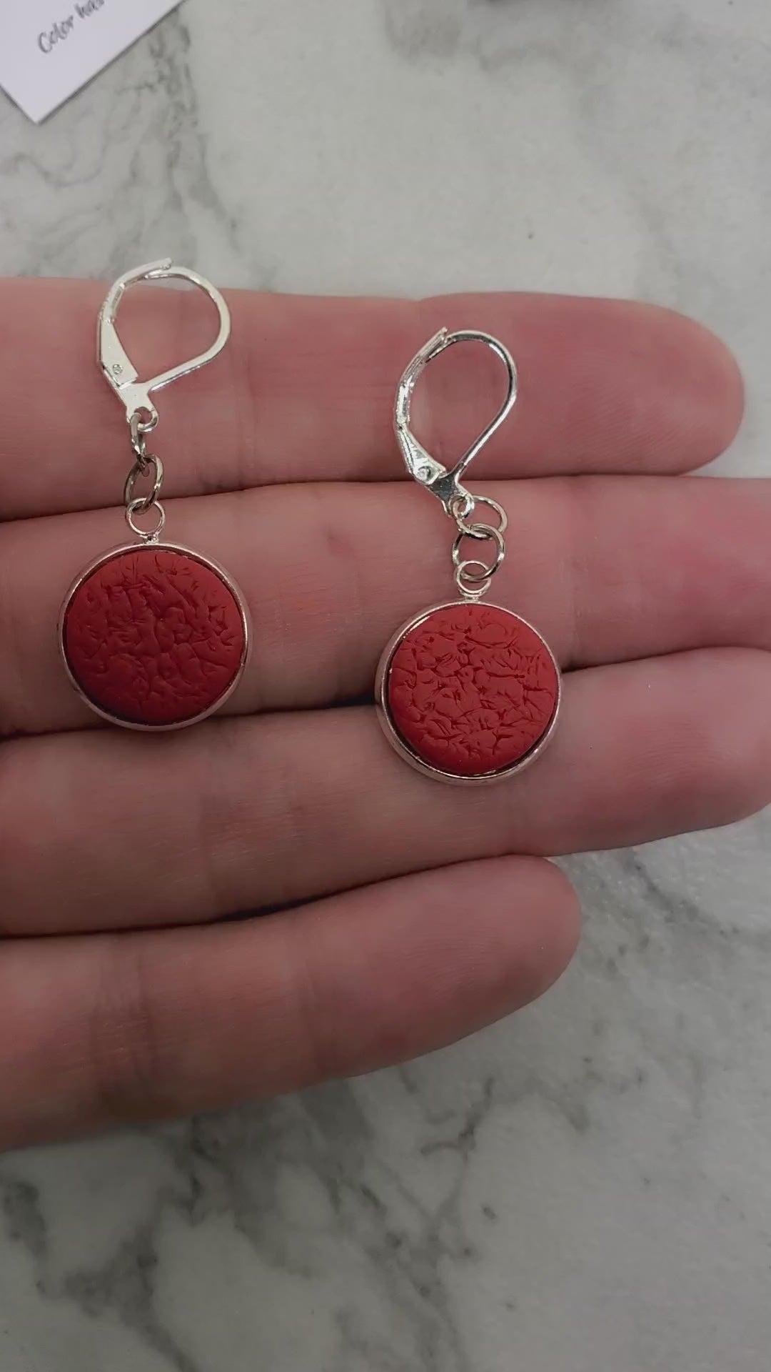 Red Round Bezel Dangle Earring