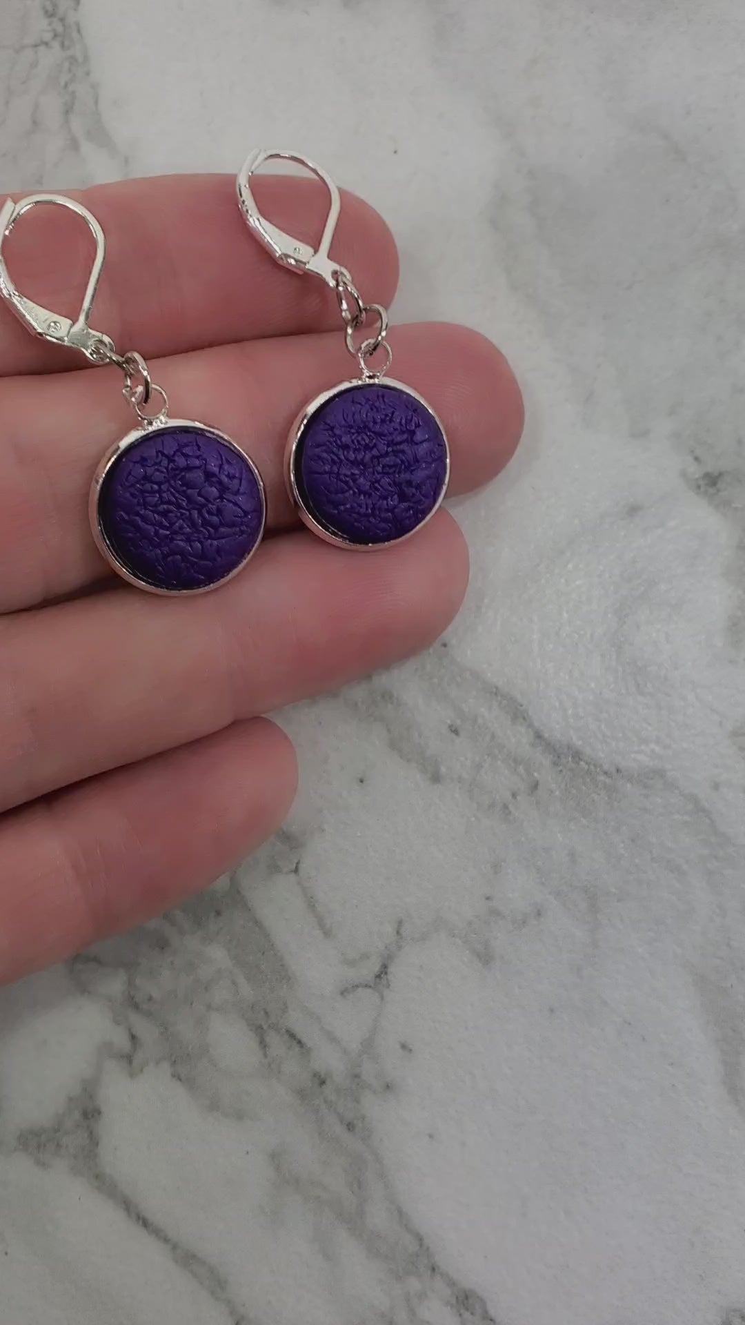 Round Bezel Dangle Earring - Solid Colors