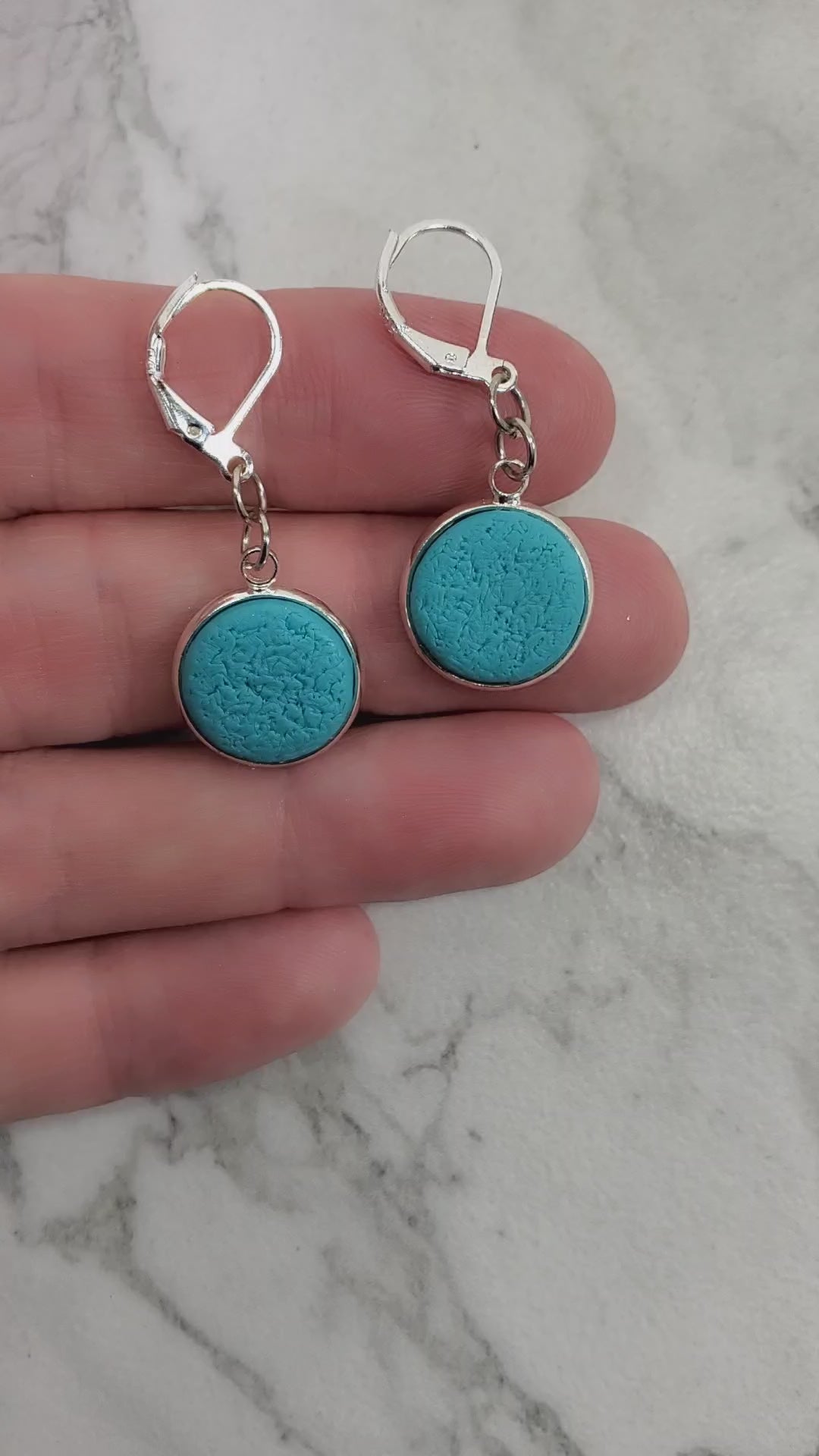 Round Bezel Dangle Earring - Turquoise Water