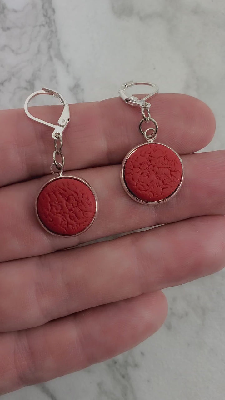Round Bezel Dangle Earring - Solid Colors