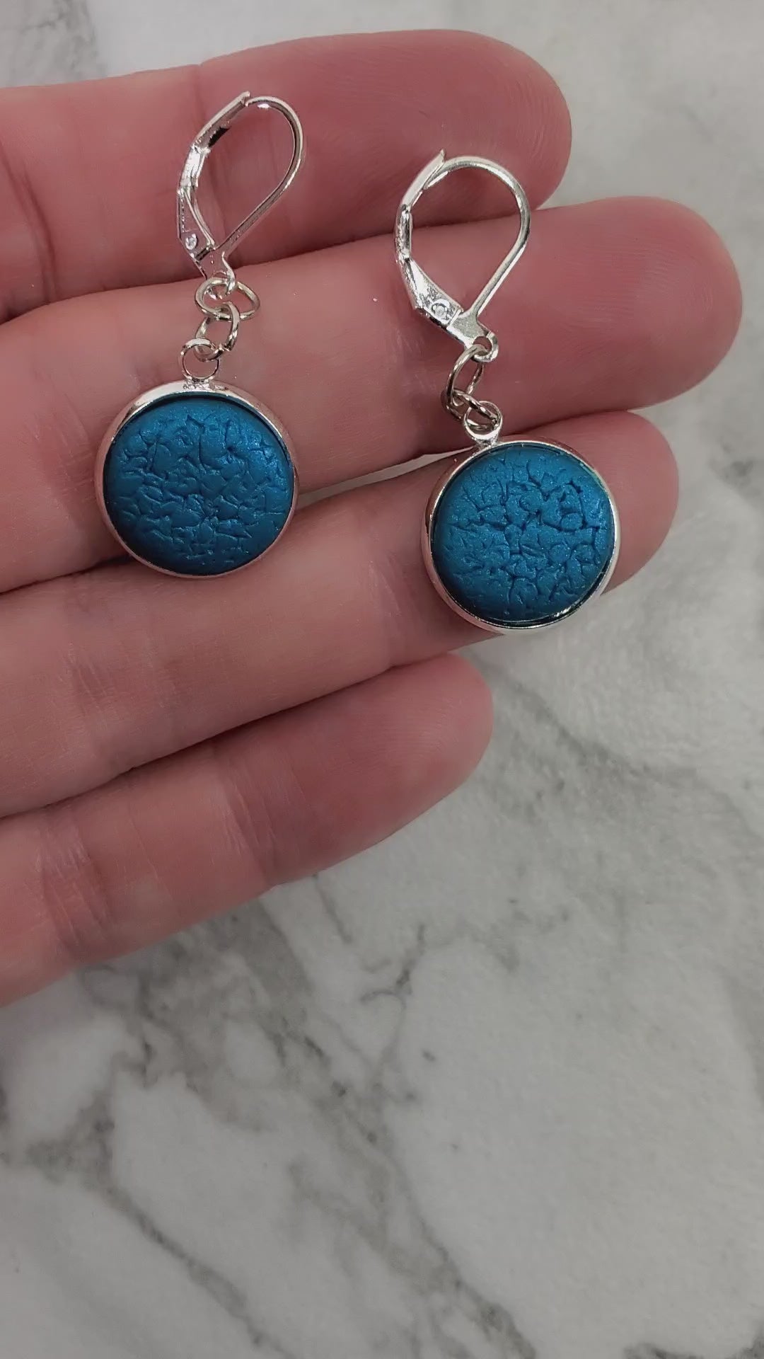 Round Bezel Dangle Earring - Turquoise Water