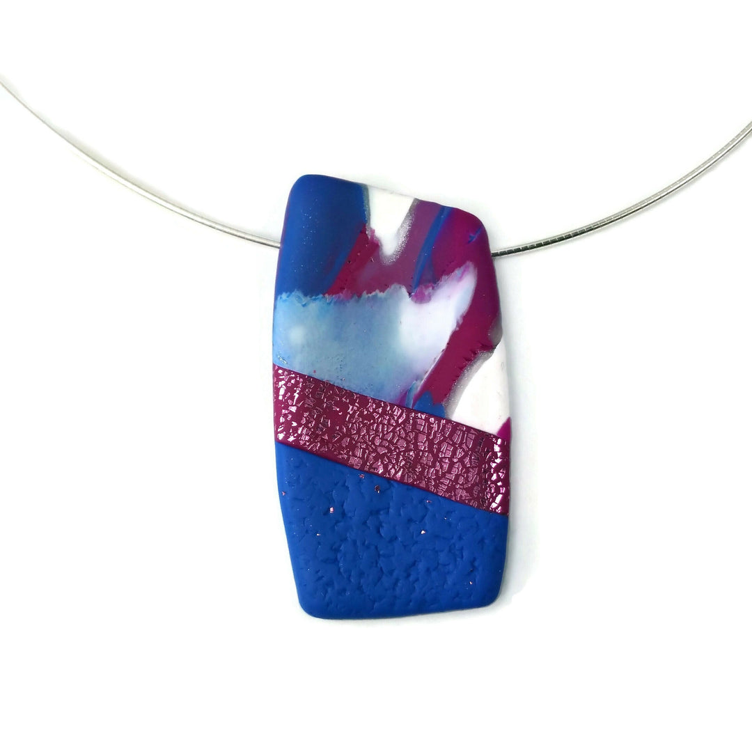 1" x 1-3/4" Abstract Rectangle Pendant - Blue-Sale-Tiry Originals, LLC