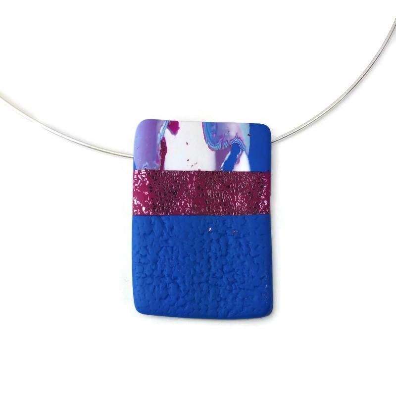 1" x1-1/2" Medium Rectangle Pendant - Blue-Sale-Tiry Originals, LLC