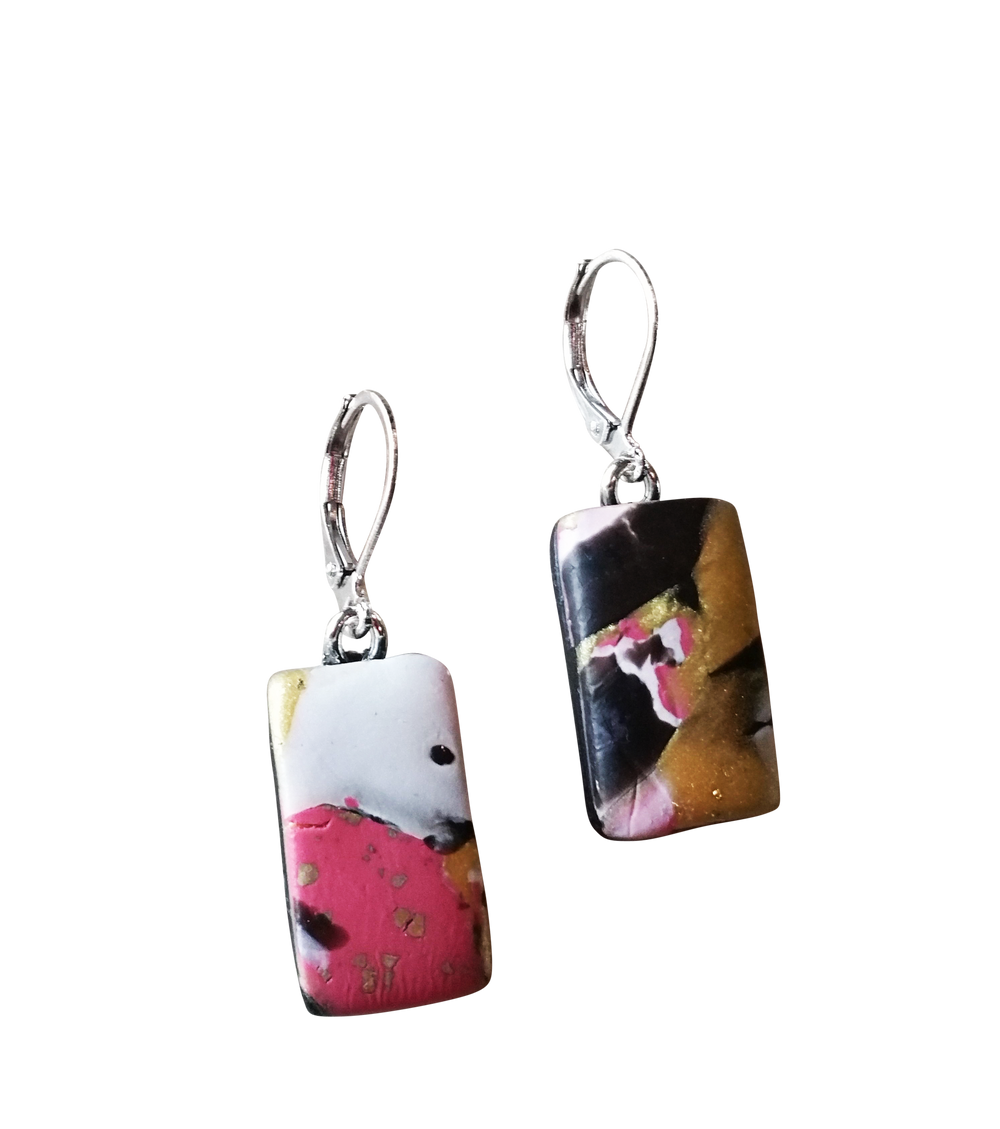 1/2" x 3/4" Rectangle Dangle Earring - A Day in Paris-Sale-PME14 #2-Option #2-Tiry Originals, LLC