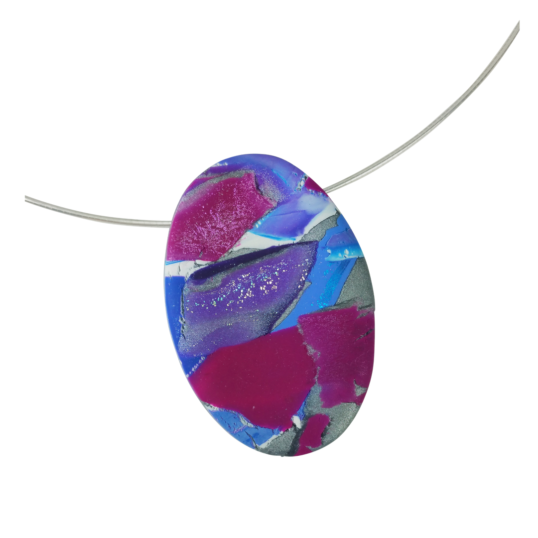 1"x1-1/2" Medium Oval Pendant - Blue-Sale-PMP31 13-Blue/Purple/White-Tiry Originals, LLC