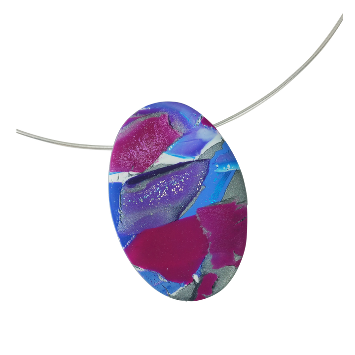 1"x1-1/2" Medium Oval Pendant - Blue-Sale-PMP31 13-Blue/Purple/White-Tiry Originals, LLC