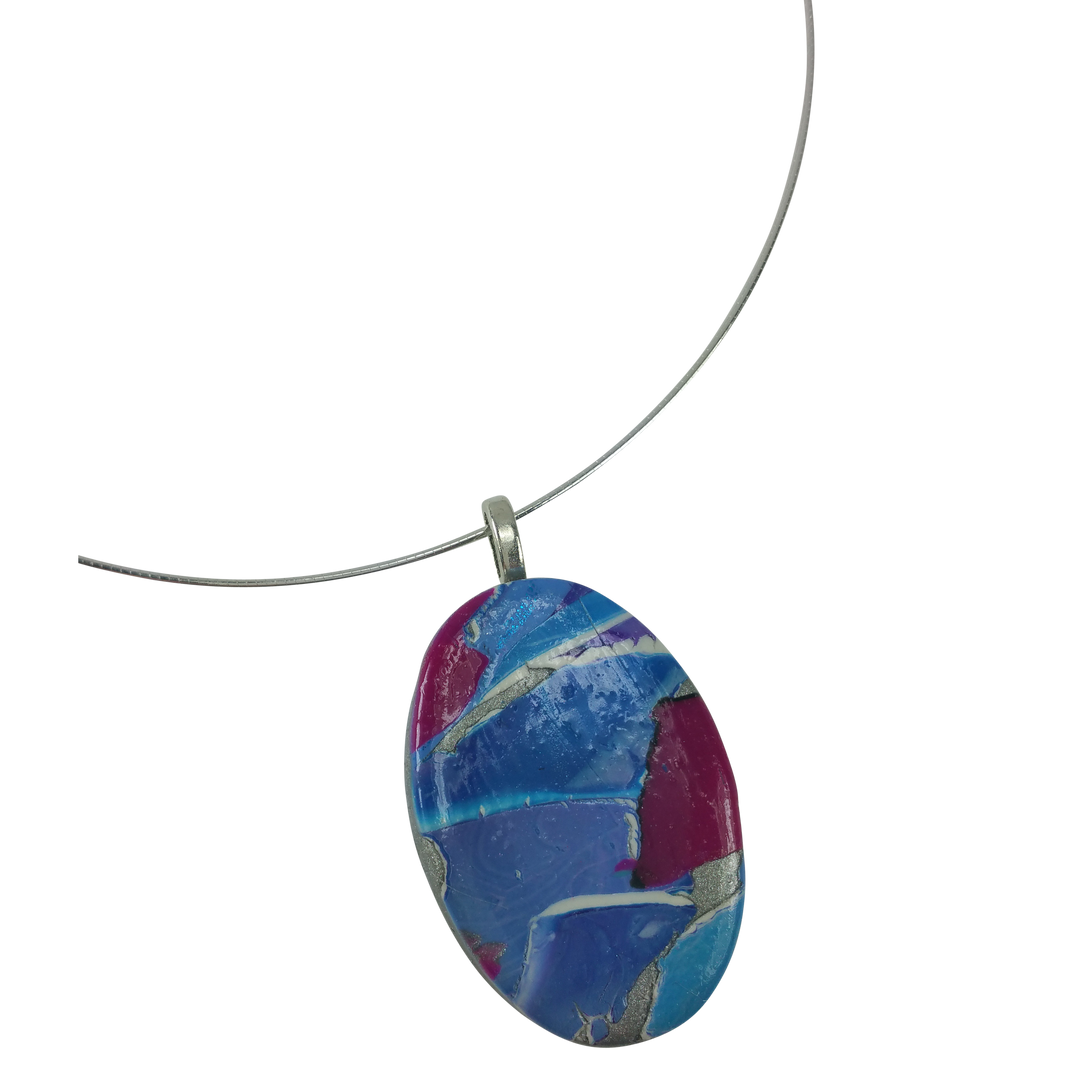 1"x1-1/2" Medium Oval Pendant - Blue-Sale-Tiry Originals, LLC