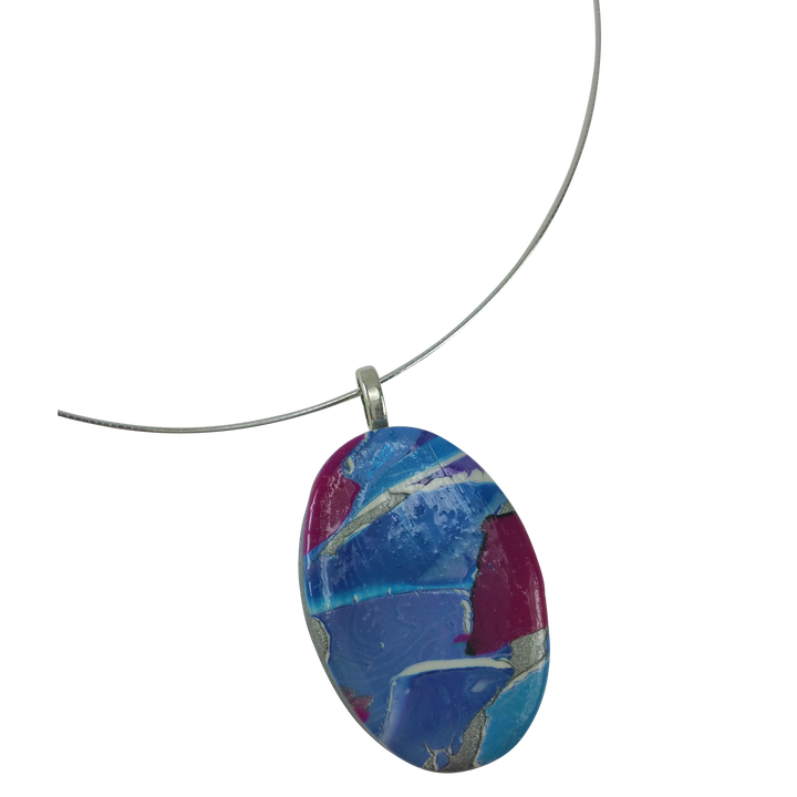 1"x1-1/2" Medium Oval Pendant - Blue-Sale-Tiry Originals, LLC