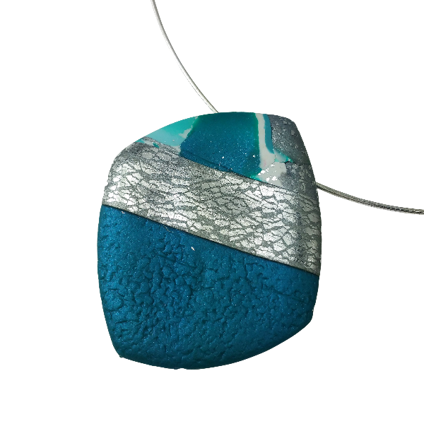 2" Angled Square Pendant - Turquoise Water-Pendants-PMP55 Teal1-Option #1-Tiry Originals, LLC