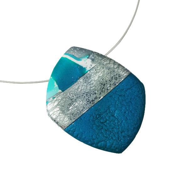 2" Angled Square Pendant - Turquoise Water-Pendants--Tiry Originals, LLC