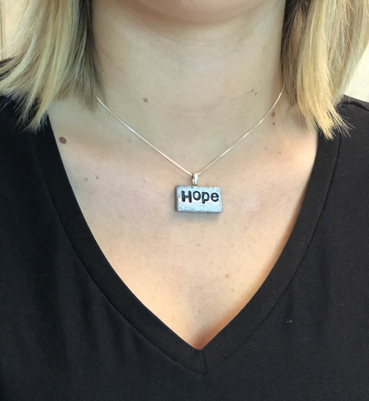 5/8" x 1" Rectangle Pendant - Hope Rock-Sale-PMP27 Hope word-Hope Rock-Tiry Originals, LLC